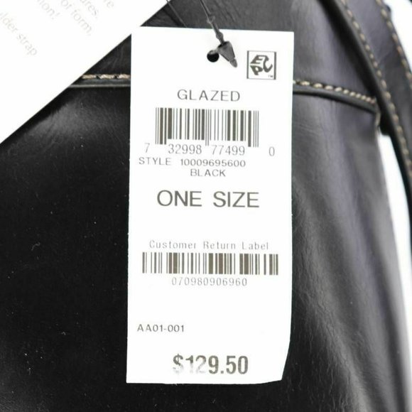 Giani Bernini Womens Glazed Dome Satchel Handbag Black Turn-Lock Zipper OS - Picture 7 of 9